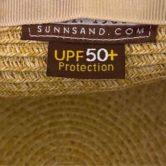 Sun N Sand Wide Brim Straw Hat w Fuchsia Trim UPF 50+ Protection Summer Must - Picture 6 of 8